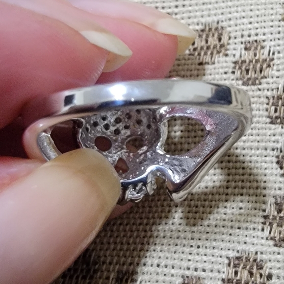 Unique Skull and Crossbones Black n White Diamond White Gold Ring size 7 - Picture 6 of 10